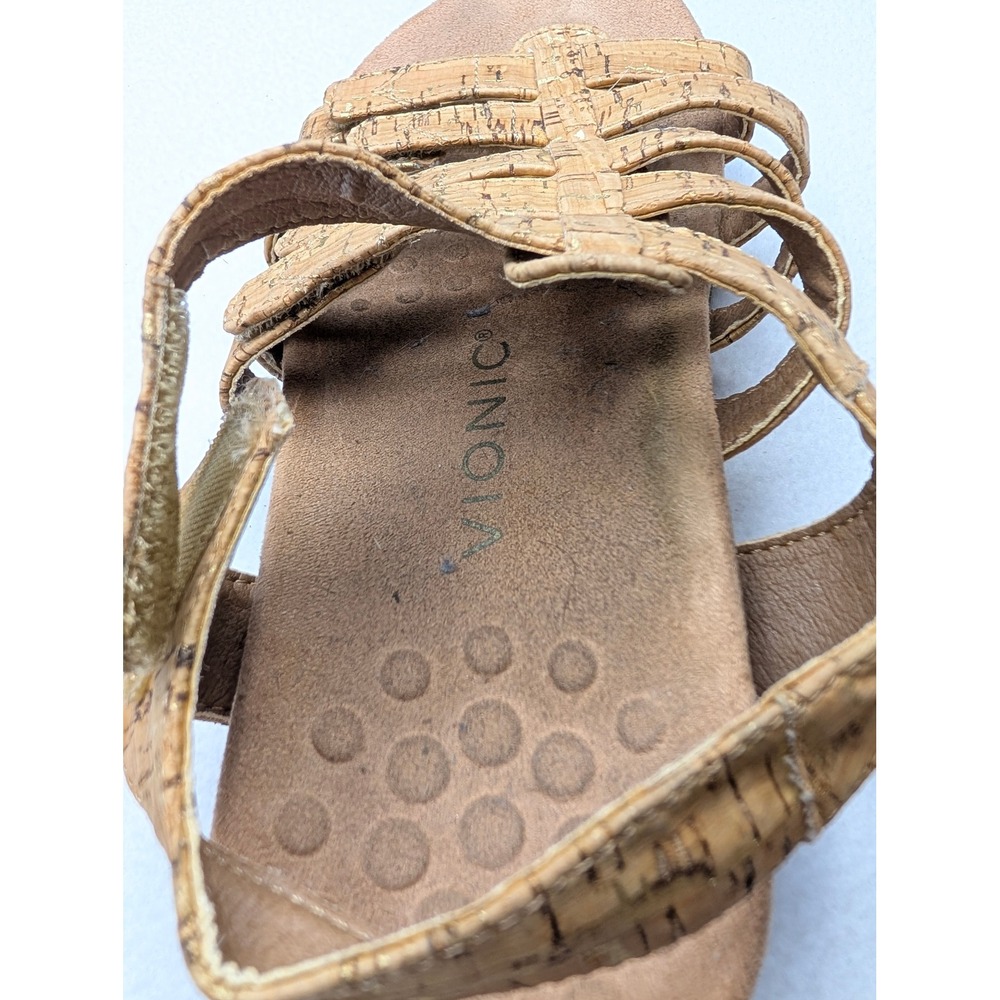 Vionic Amber Cork Gold Fleck Adjustable Strappy Orthotic Sandals Womens Size 8 - Picture 7 of 7
